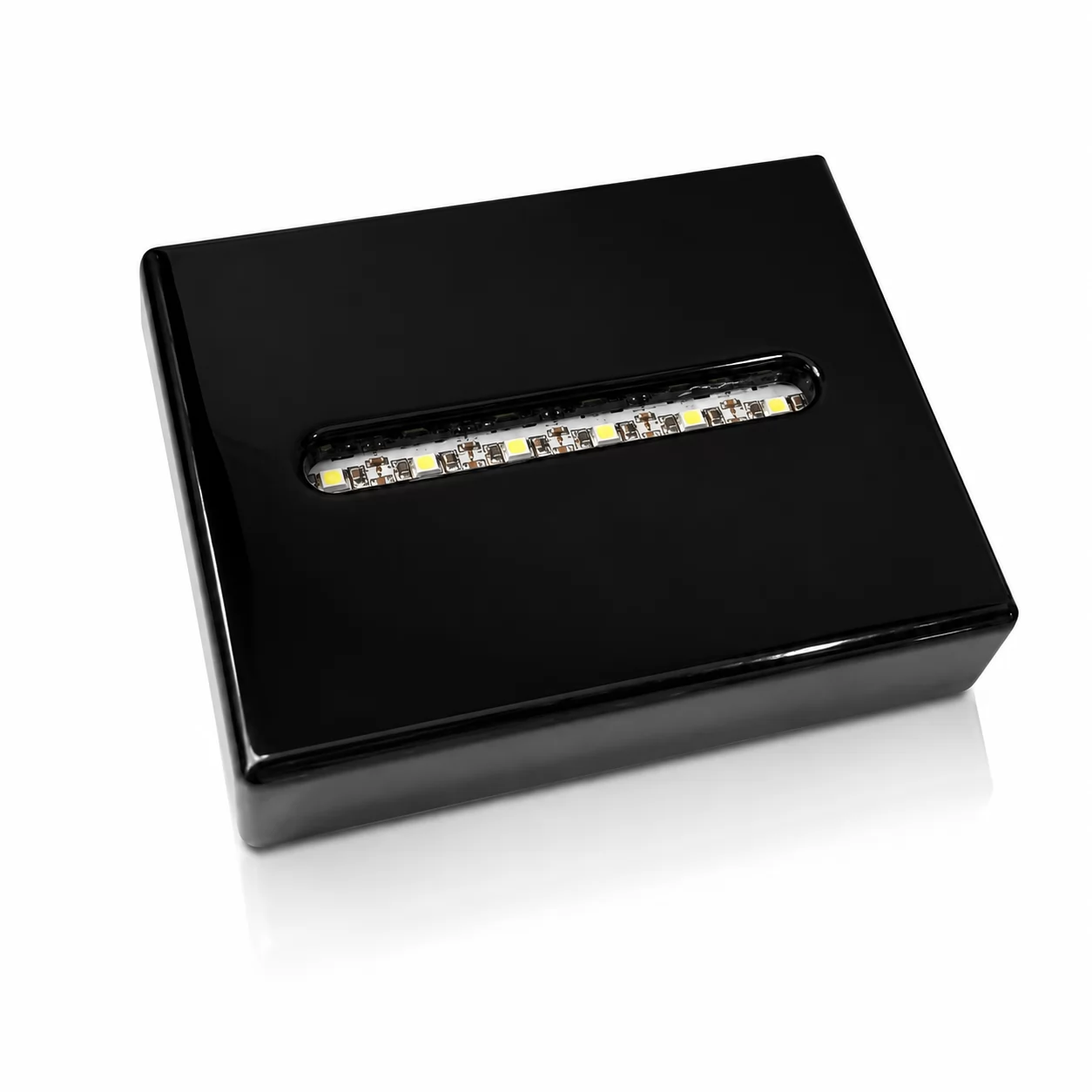 6-LED Wooden Light Base with High-Gloss Piano Finish for Crystal Figurines
