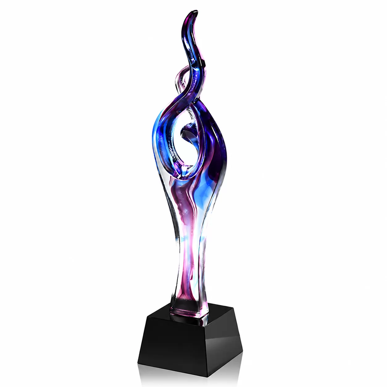 Sculpted Flame Liuli Glass Trophy with Black Base for Outstanding Performance view 2