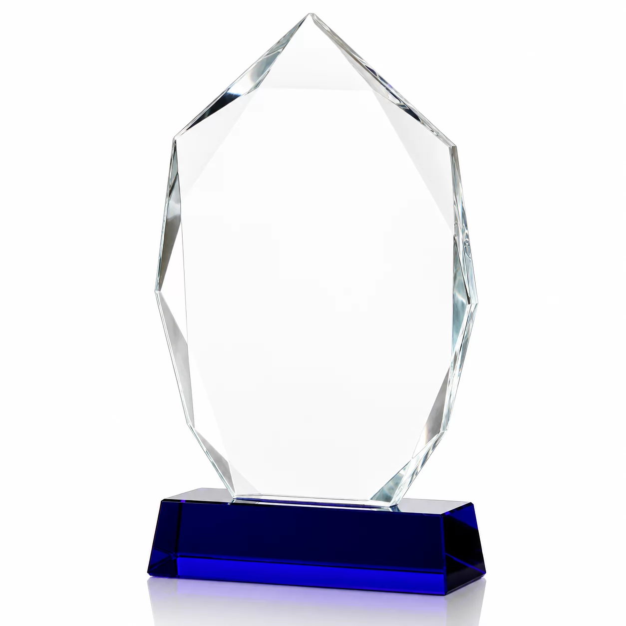 Gem-Cut Crystal Award with Cobalt Blue Base – Premium Executive Trophy