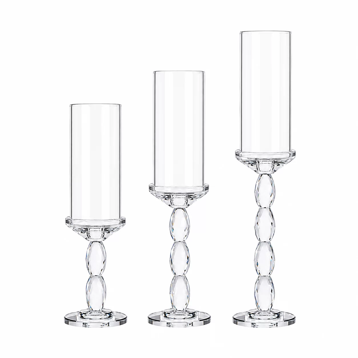 Luxury Crystal Hurricane Candle Holder with Faceted Gem Stem – Wedding Table Decor view 3