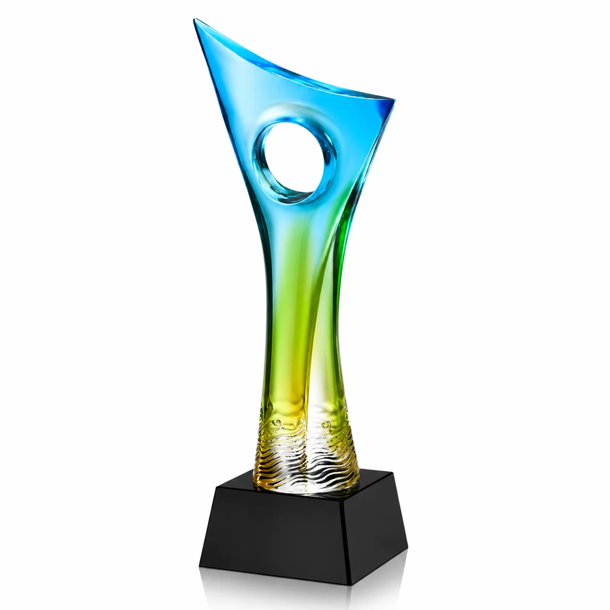 Modern Liuli Art Glass Award with Open Circle Design for Corporate Recognition
