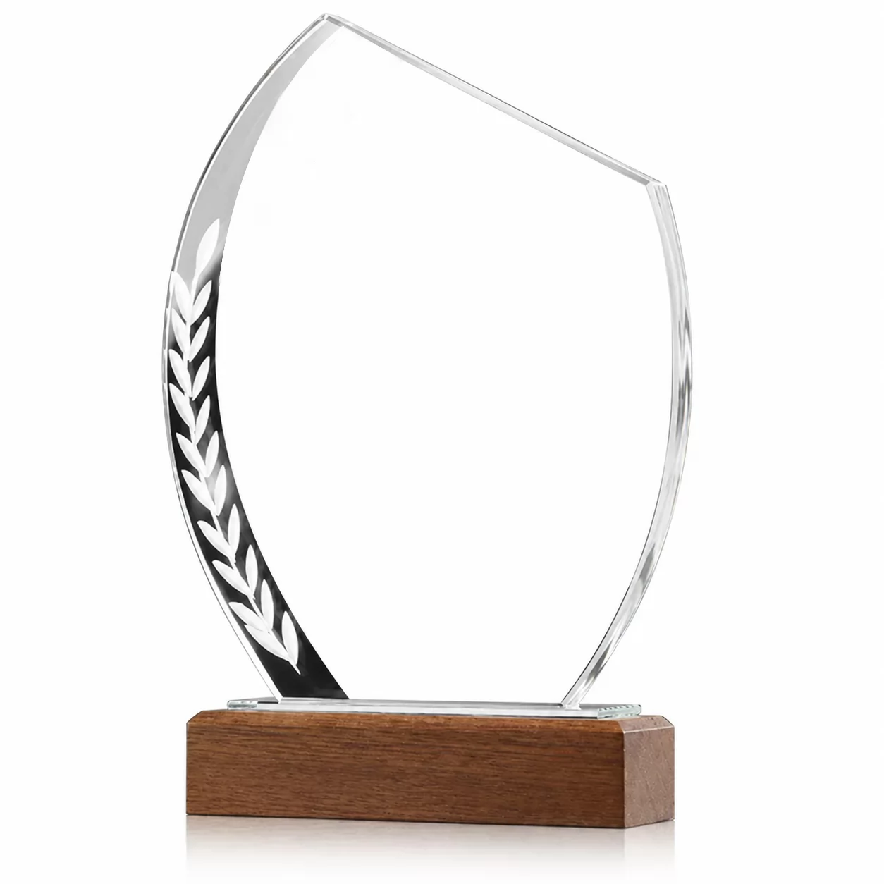 Asymmetrical Crystal Award with Wooden Base for Corporate Excellence & Recognition