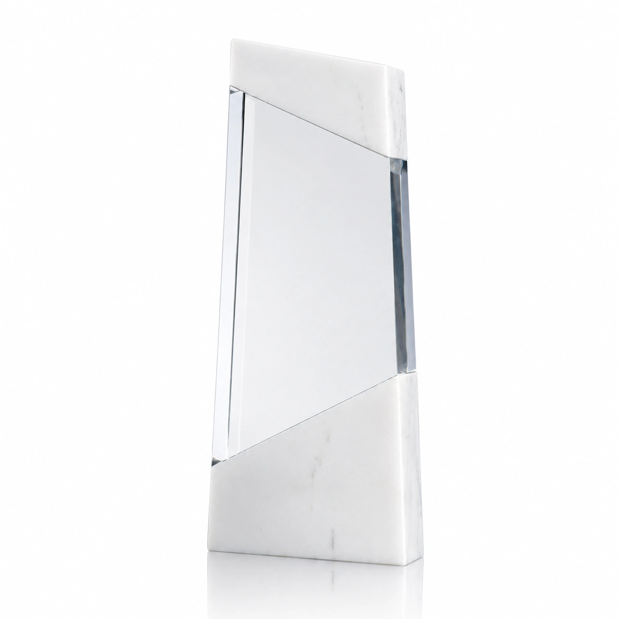 Clear Crystal Award with White Marble Accent – Custom Corporate Recognition Trophy