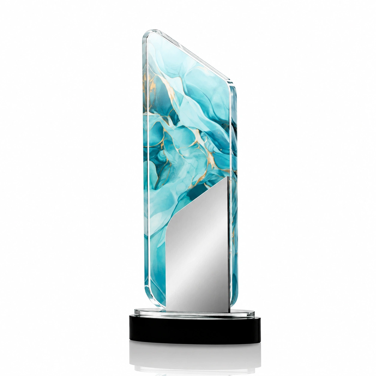 Blue Artistic Crystal Award – Custom Modern Corporate Recognition Trophy