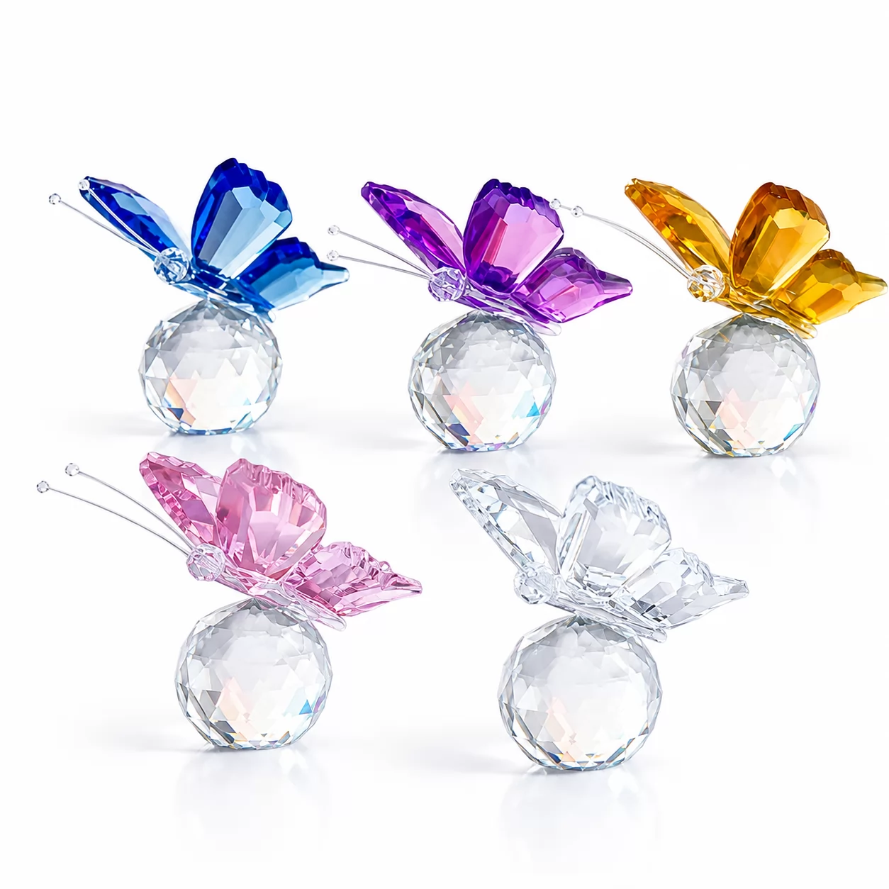 Blue Crystal Butterfly Figurine on Faceted Crystal Ball for Home Decor & Gifts view 3