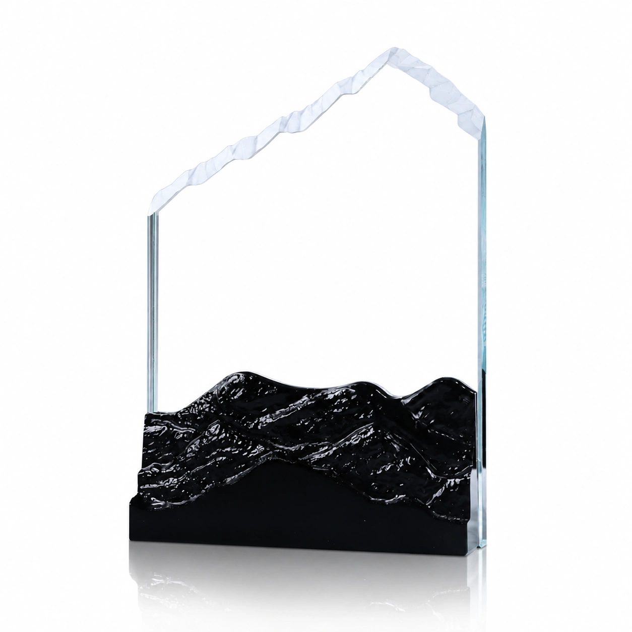 Clear Mountain Crystal Plaque Award – Custom Leadership & Achievement Recognition Trophy
