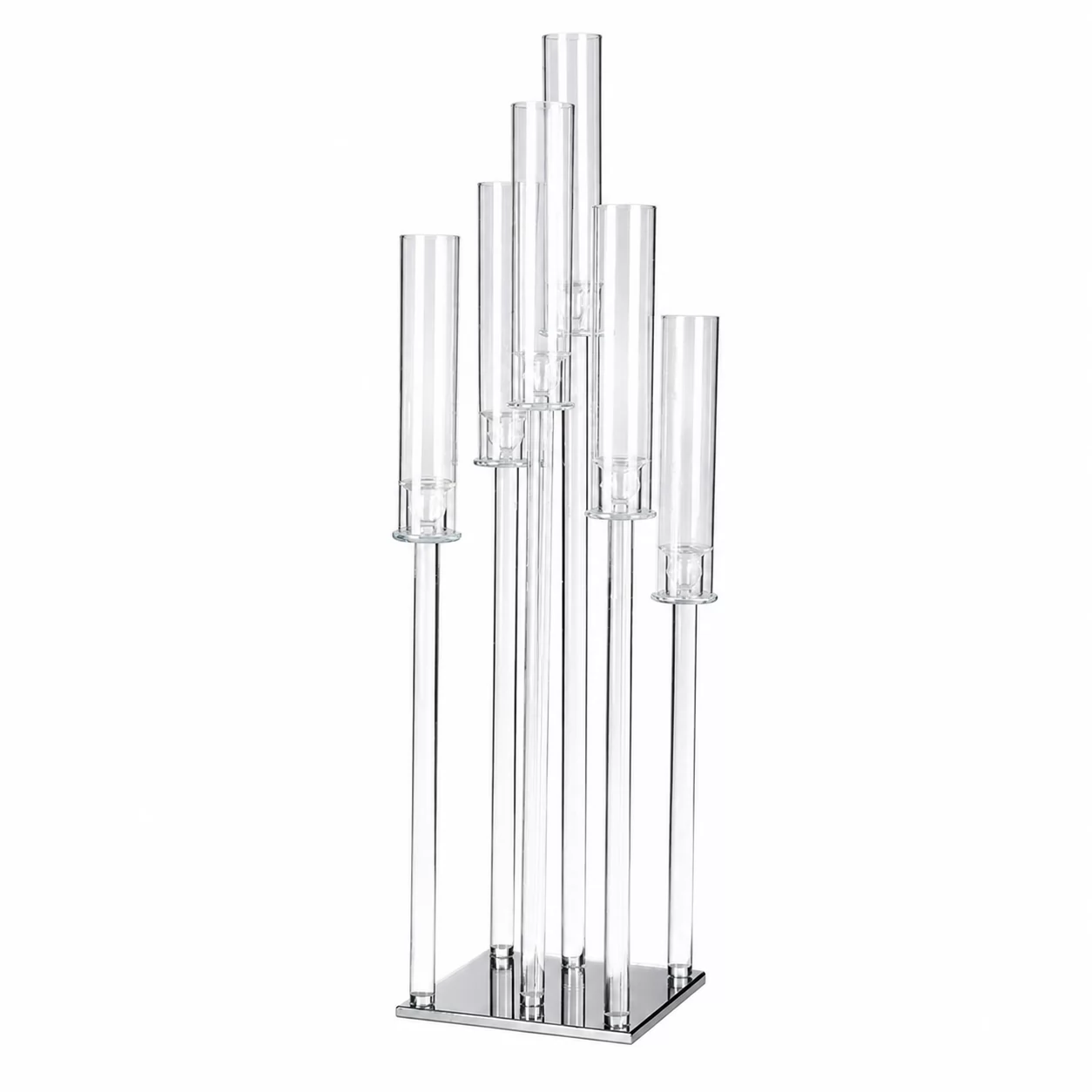 Venetian Style 6 Arms Crystal Candelabra with Elegant Glass Shades for Grand Events