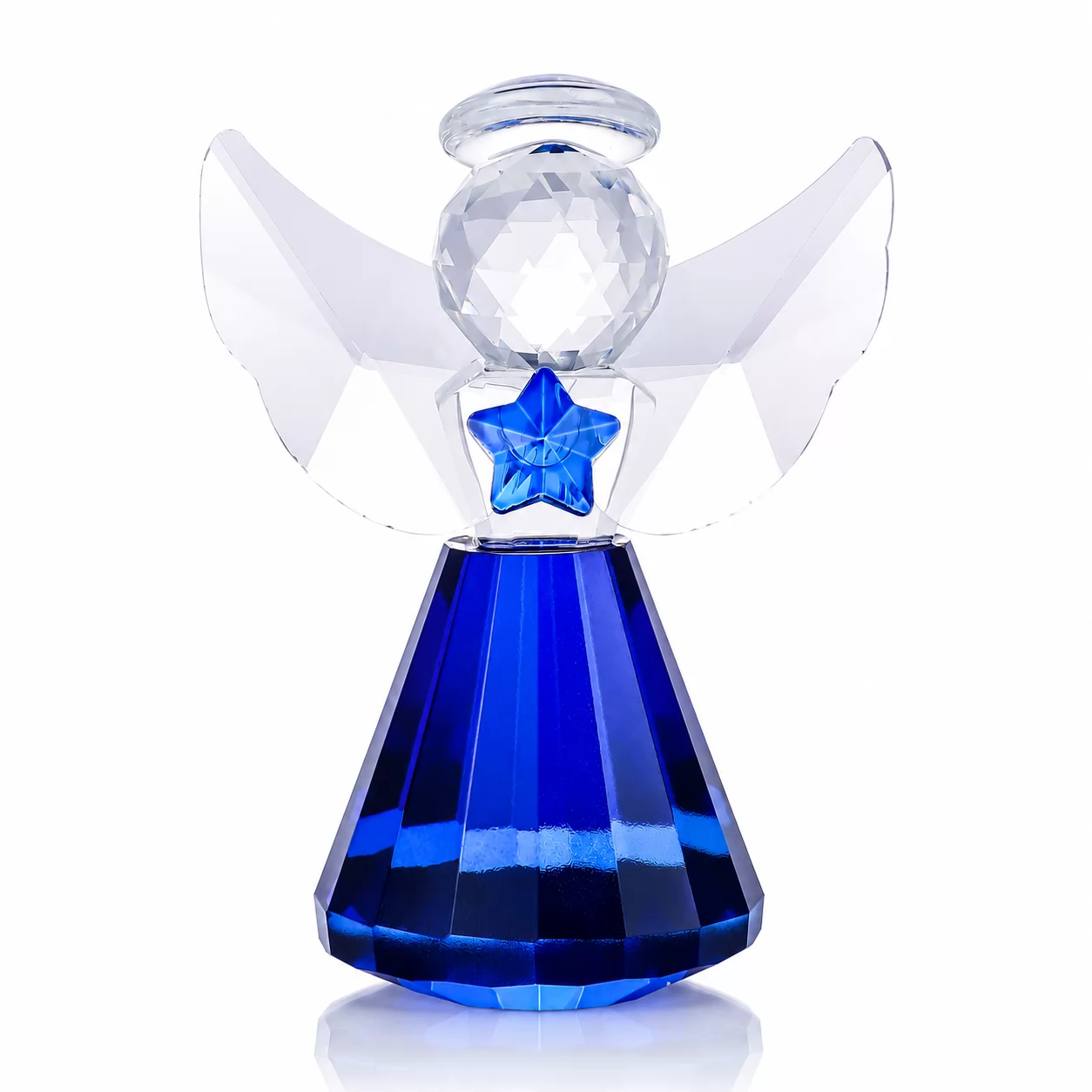 Clear Crystal Angel Figurine with Red Heart – Decorative Guardian Angel for Home Decor & Gifts view 3