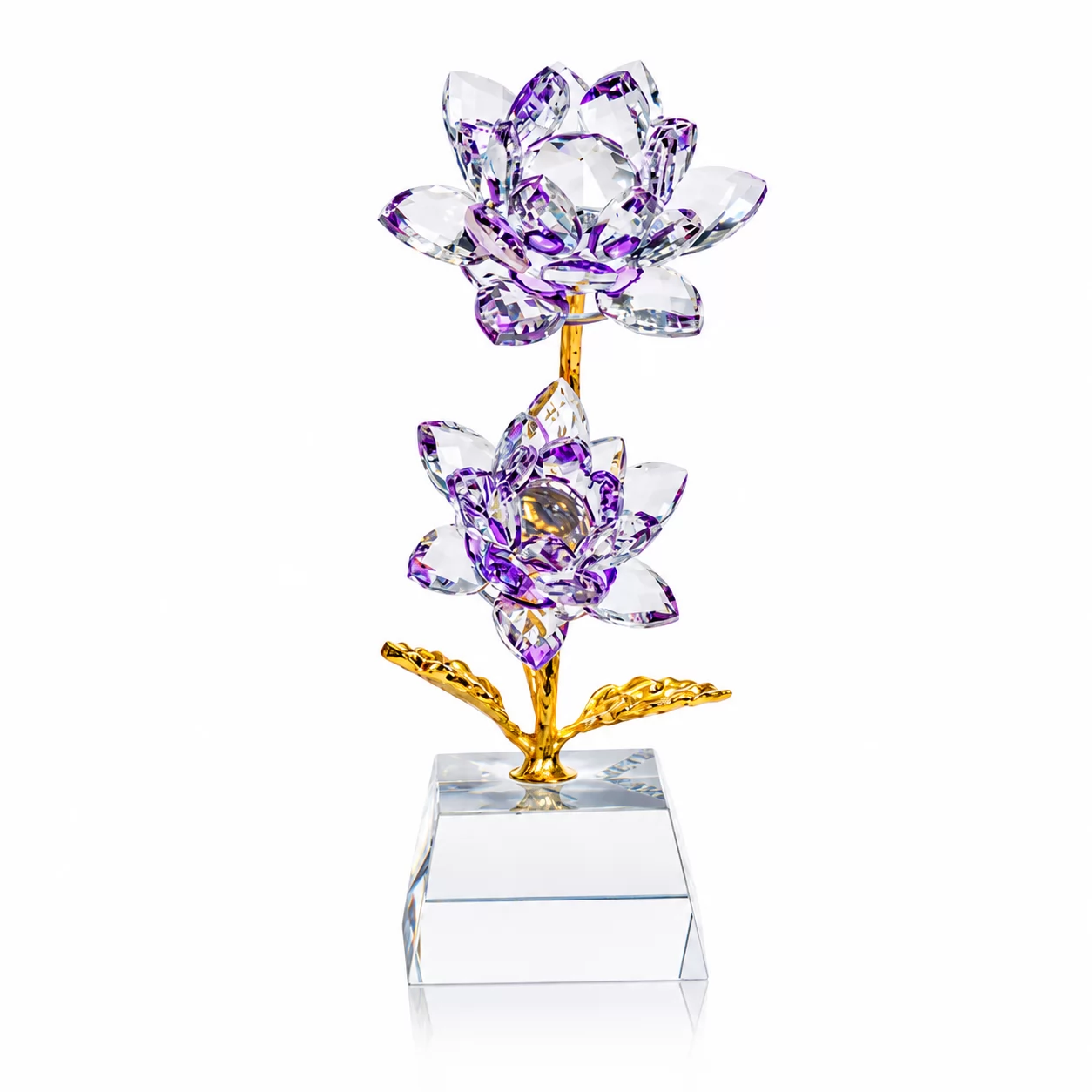 Purple Crystal Lotus Flower Ornament – Elegant Decorative Figurine for Home Decor