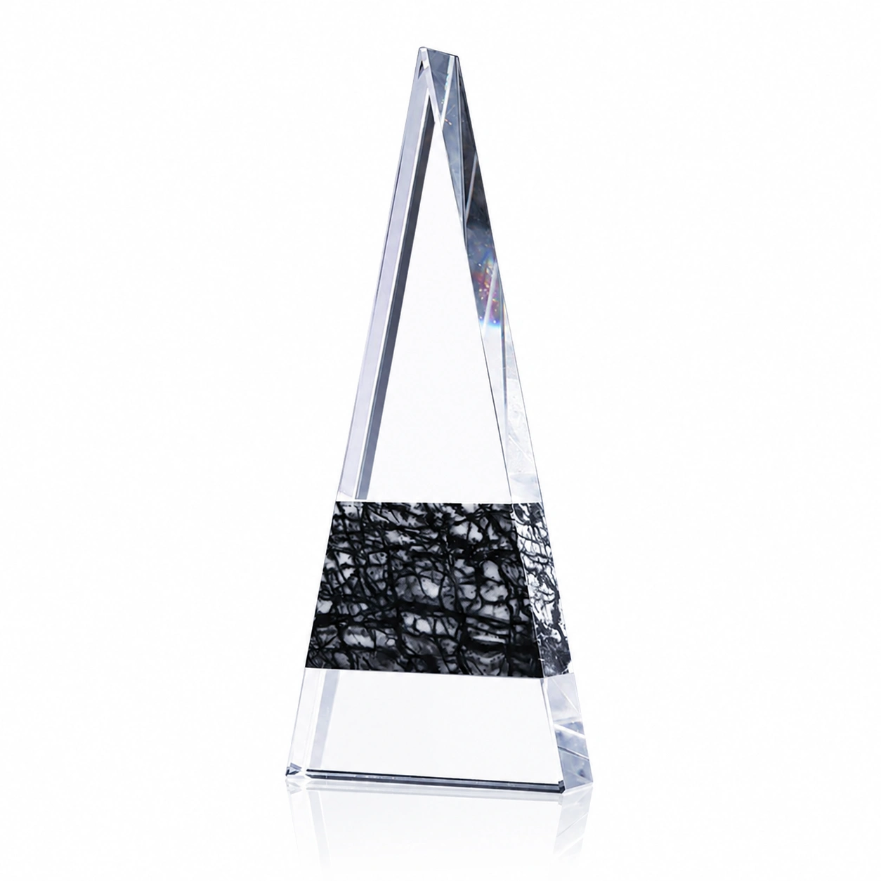 Clear Obelisk Crystal Award with Black Accent – Custom Executive Recognition Trophy