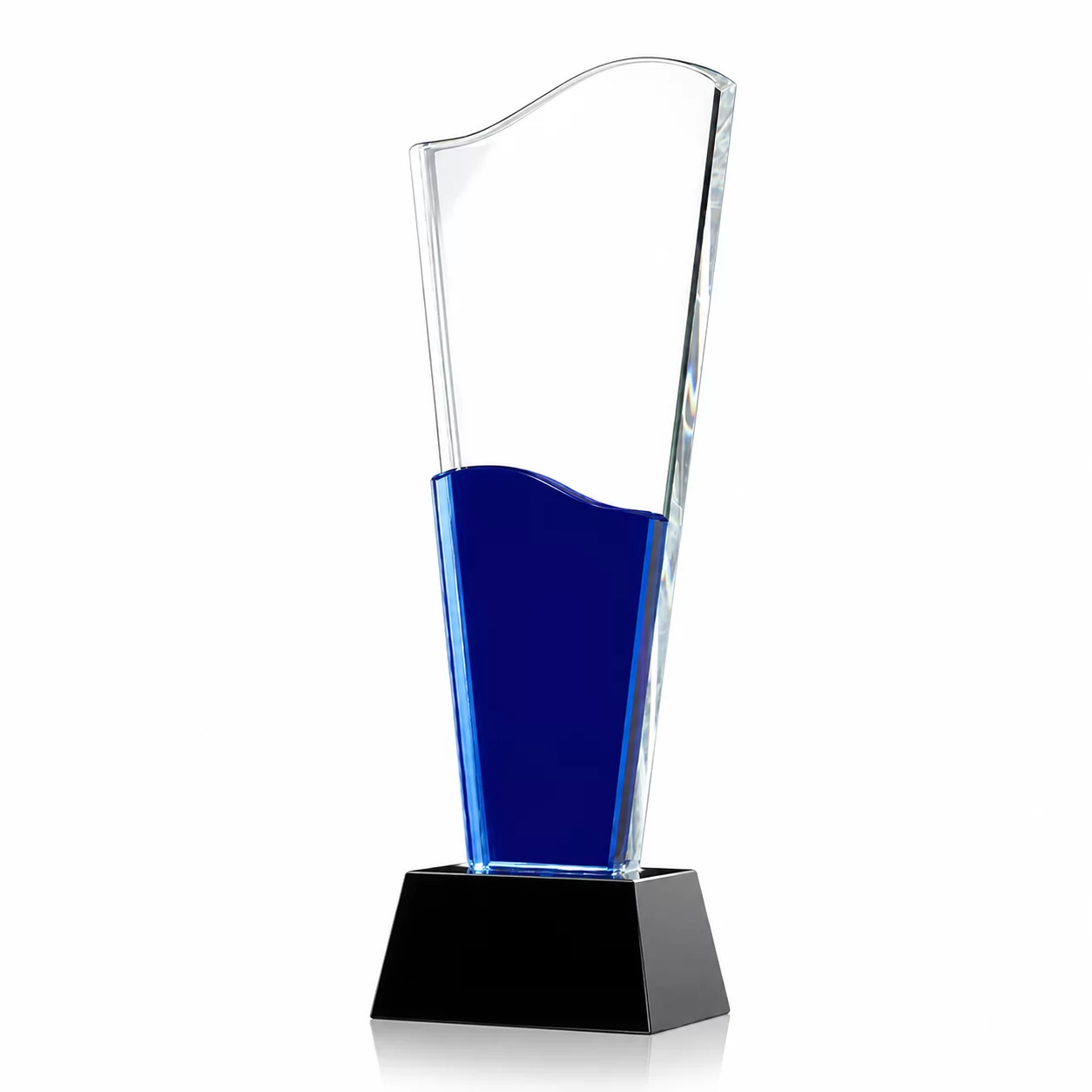 Clear and Blue Crystal Plaque for Annual Honors & Business Milestones
