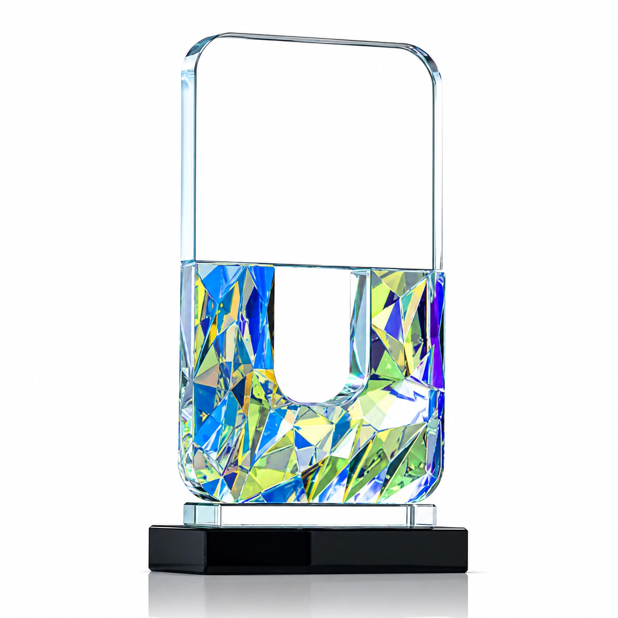 Blue Arch Crystal Award – Custom Faceted Corporate Recognition Trophy view 2