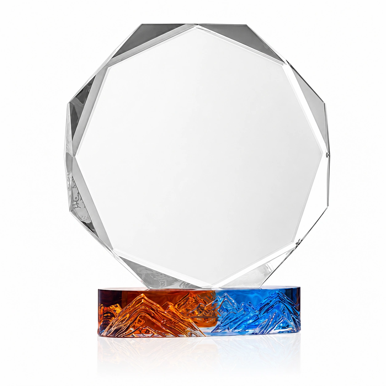 Clear Faceted Crystal Plaque Award – Custom Engraved Corporate Recognition Trophy