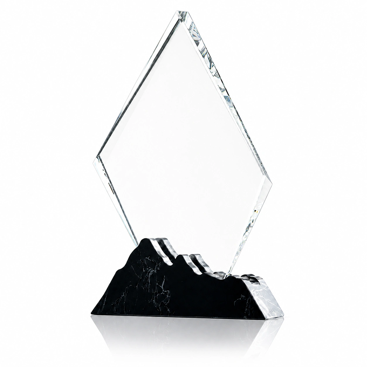 Diamond Shape Crystal Award with Mountain Base – Custom Corporate Recognition Trophy