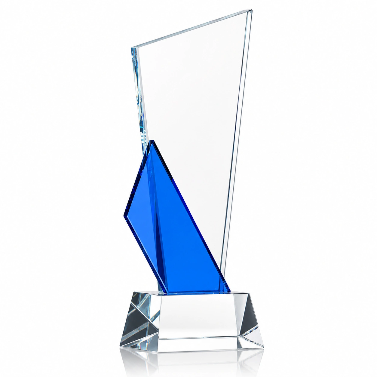Custom Clear Crystal Award Trophy with Amber Accent – Personalized Corporate Recognition Award view 2