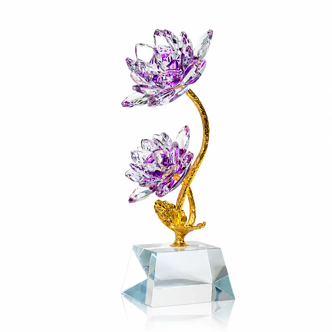 Purple Crystal Lotus Flower Ornament – Elegant Decorative Figurine for Home Decor view 2