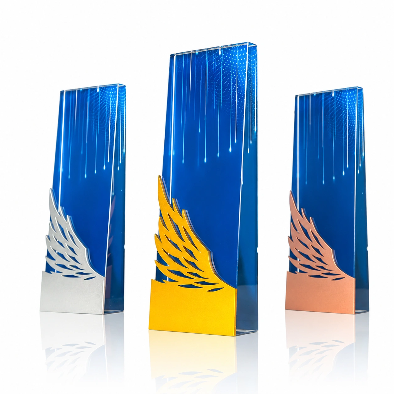 Blue Wing Crystal Award – Custom Employee Achievement & Recognition Trophy