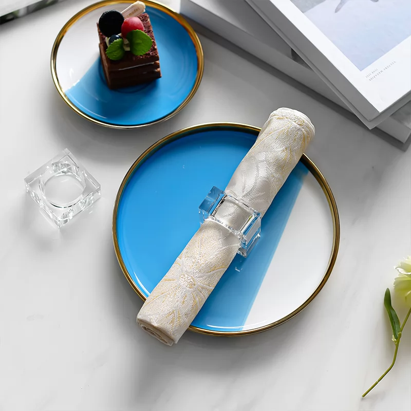Square Crystal Napkin Holder with Round Insert Design for Wedding Table Settings view 4
