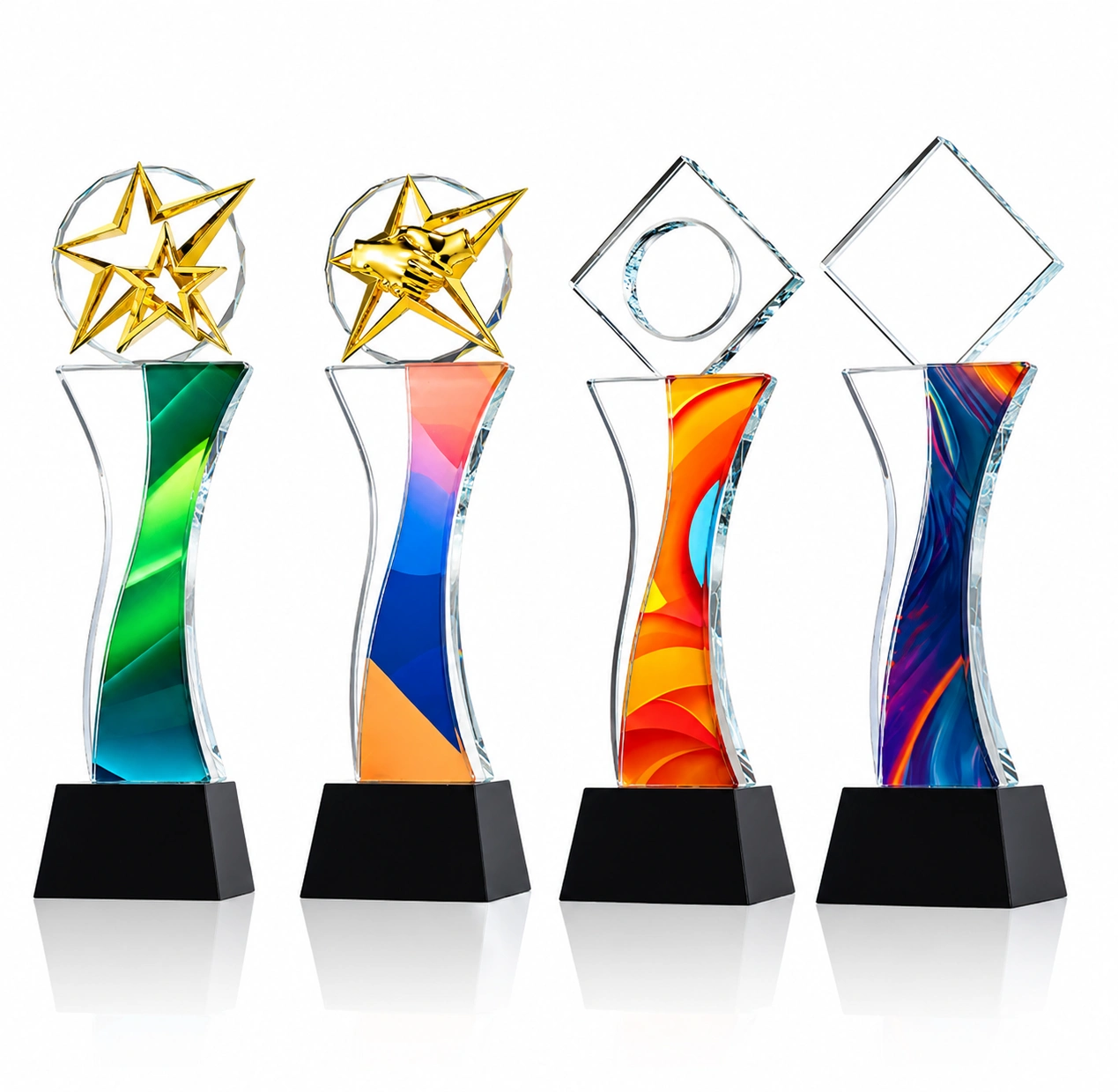 Modern Colorful Crystal Award Trophy – Custom Corporate Achievement & Recognition Award