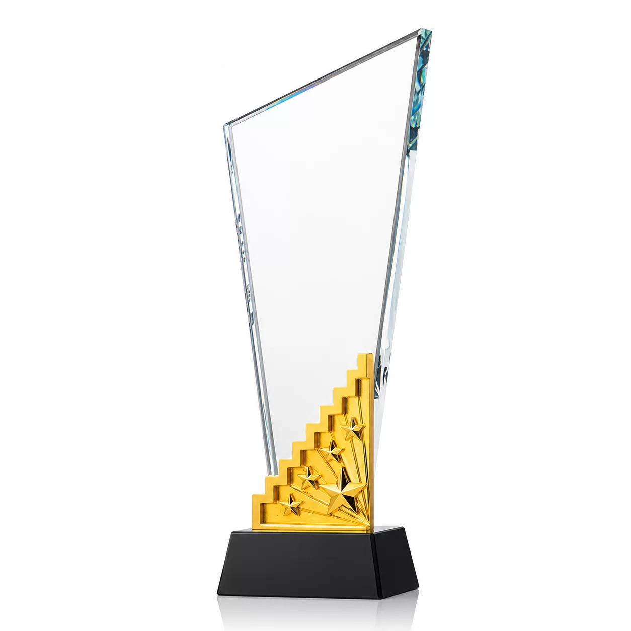Rising Steps Metal Trophy with Clear Plaque for Sales Excellence & Business Success