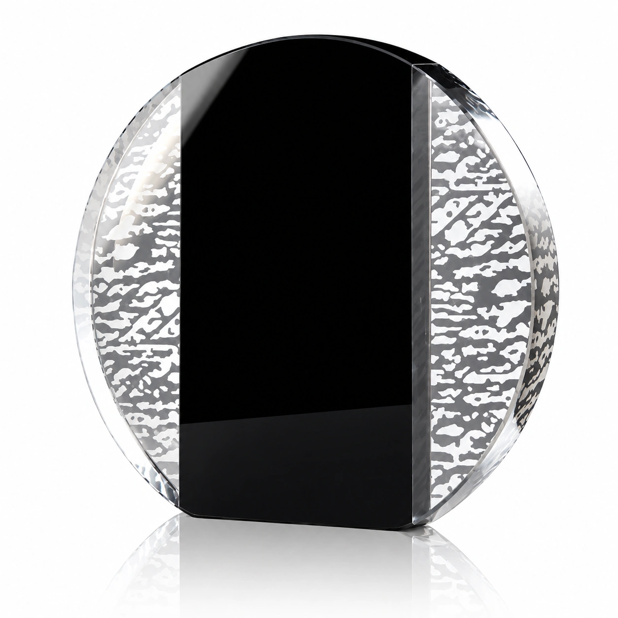 Round Black Crystal Plaque Award – Custom Engraved Corporate Recognition Trophy