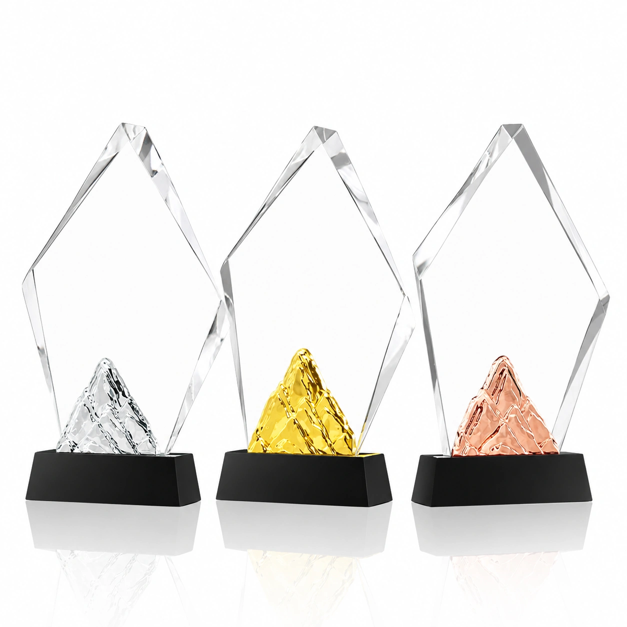 Clear Faceted Crystal Award – Custom Gold Silver Rose Gold Recognition Trophy