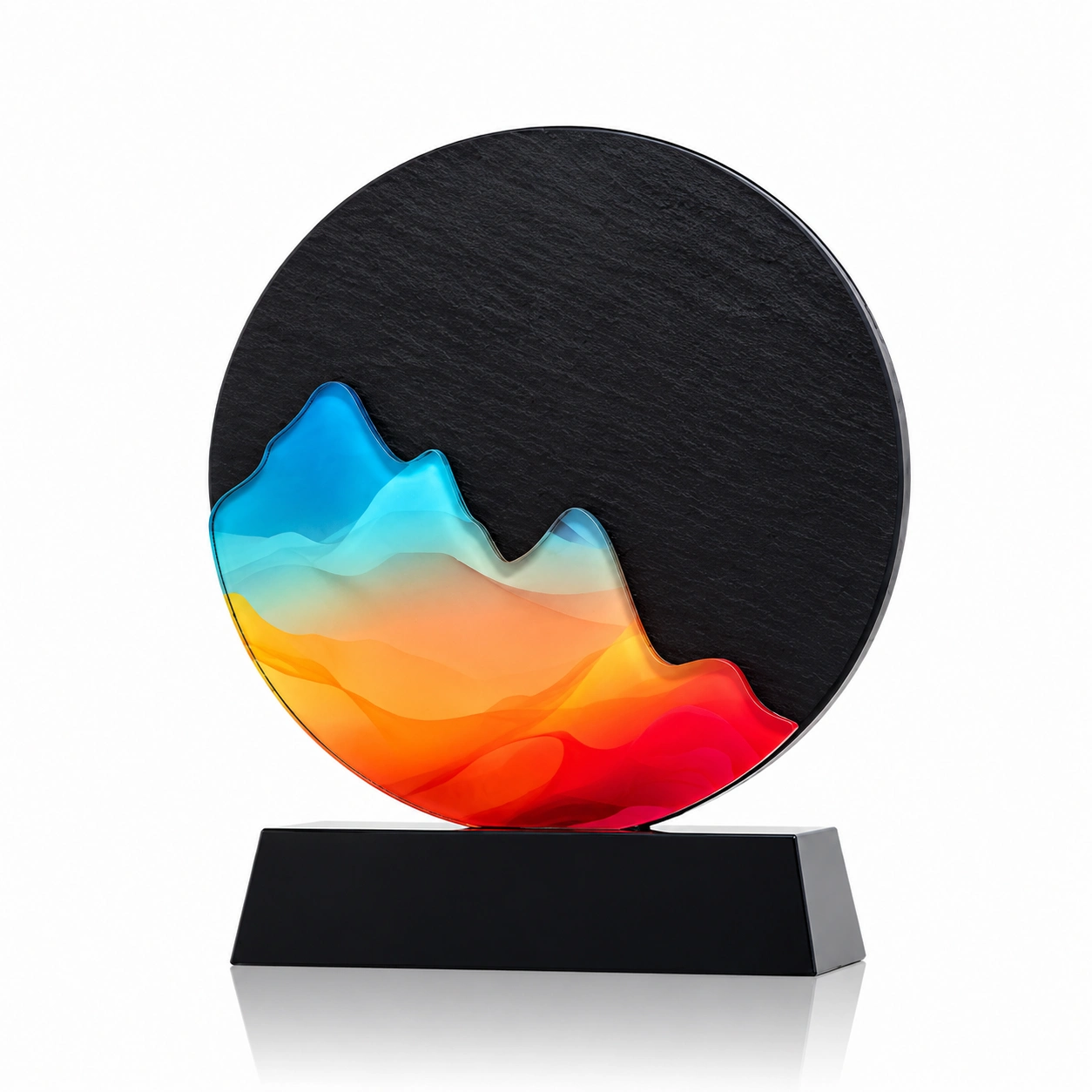 Black Round Mountain Crystal Award – Custom Achievement & Leadership Recognition Trophy
