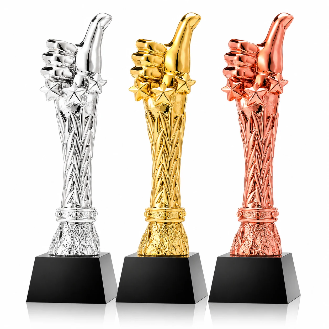 Thumbs Up Achievement Award with Star Accents for Employee Appreciation & Success