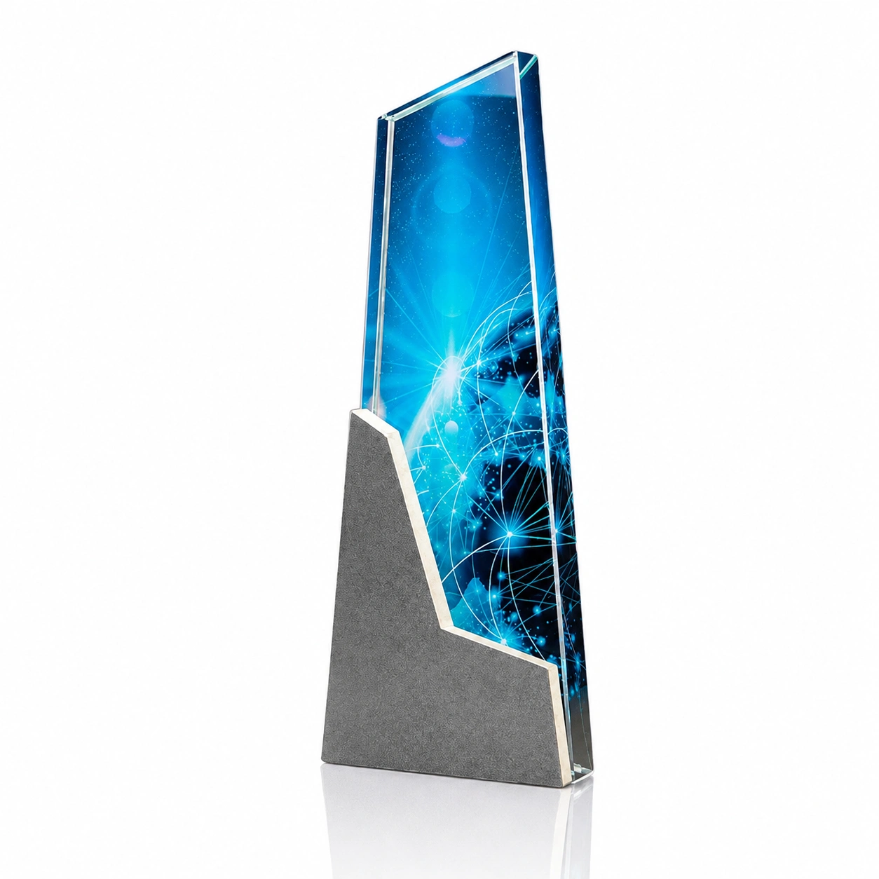 Blue Summit Crystal Award – Custom Mountain Achievement & Corporate Recognition Trophy