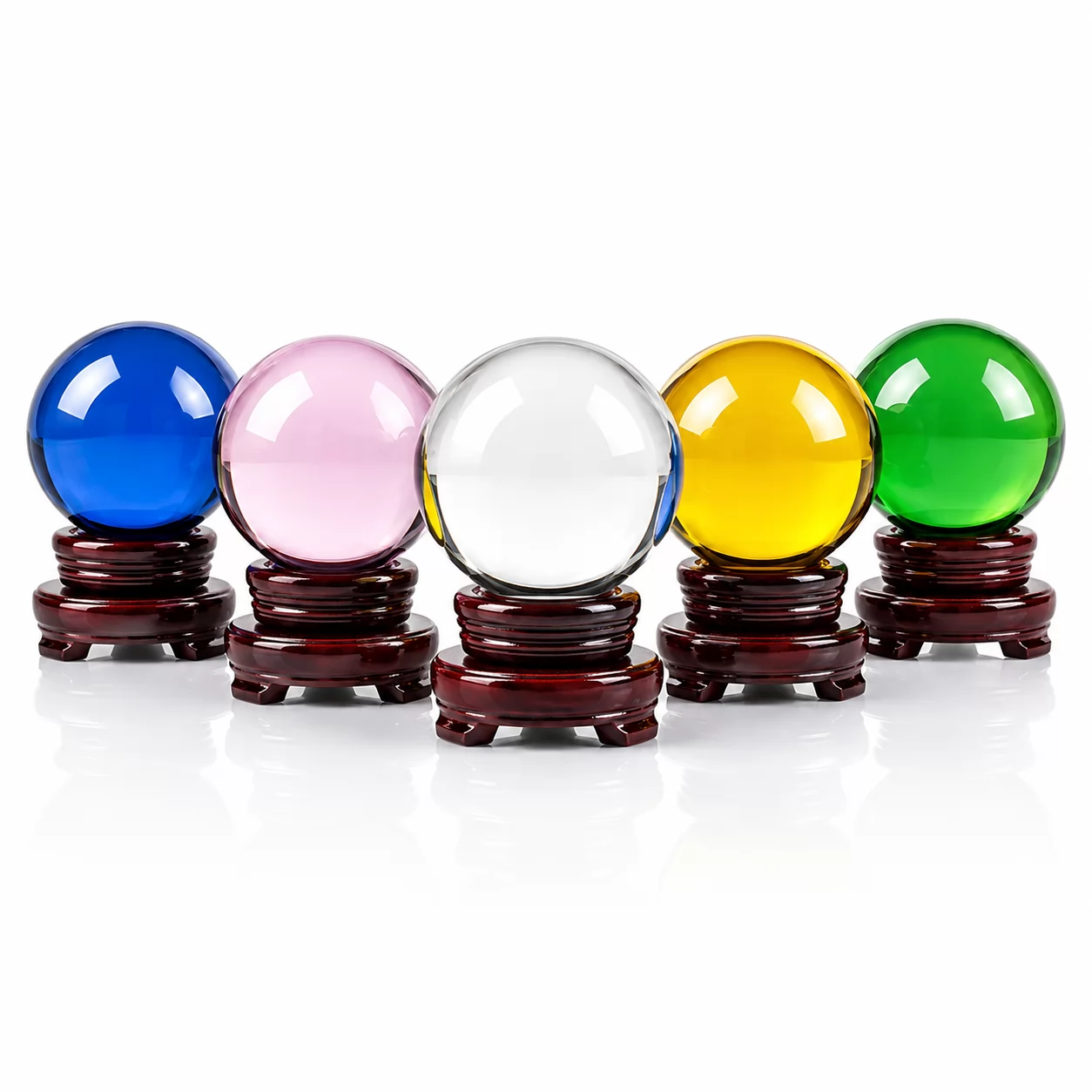 Amber Crystal Sphere Ornament – Luxury Gem Ball with Wooden Display Stand view 7