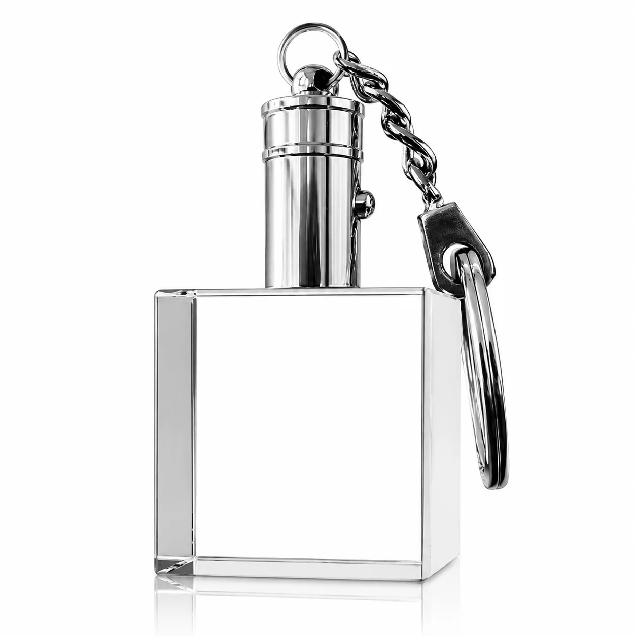 LED Light-Up Square Crystal Keychain for Custom Engraving & Personalized Gifts
