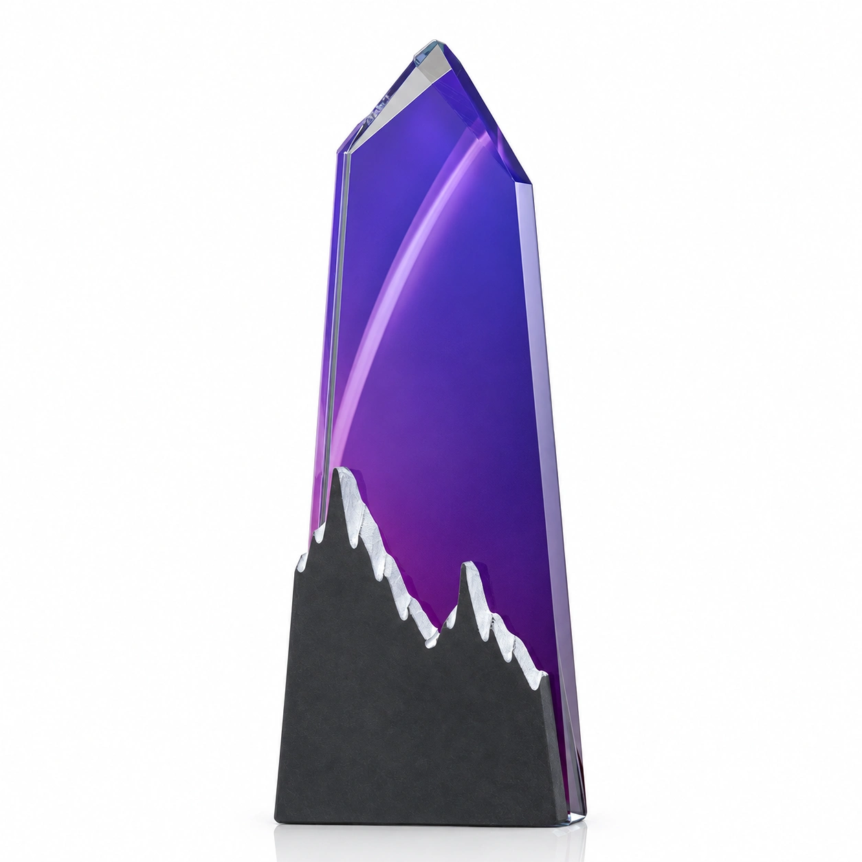Purple Mountain Peak Crystal Award – Custom Leadership & Achievement Recognition Trophy
