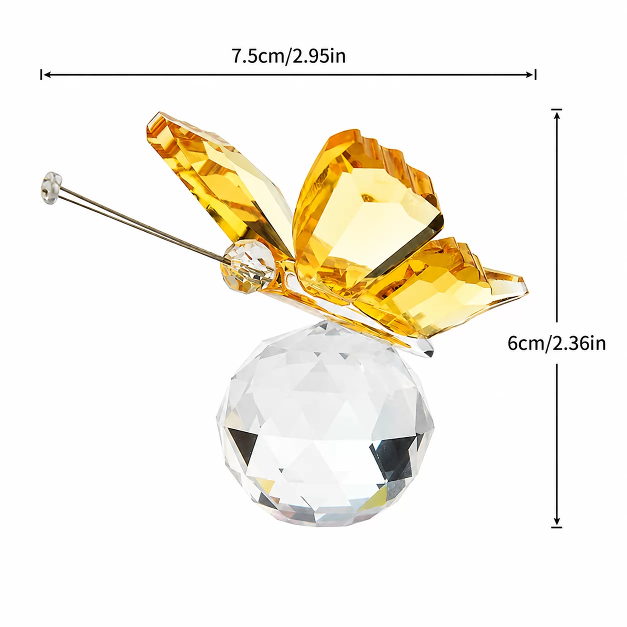 Blue Crystal Butterfly Figurine on Faceted Crystal Ball for Home Decor & Gifts view 2