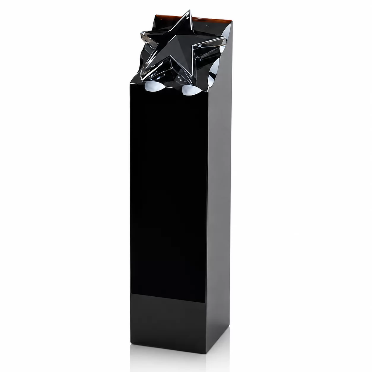 The Prestige Award – Black Column Trophy with Faceted Crystal Diamond view 2