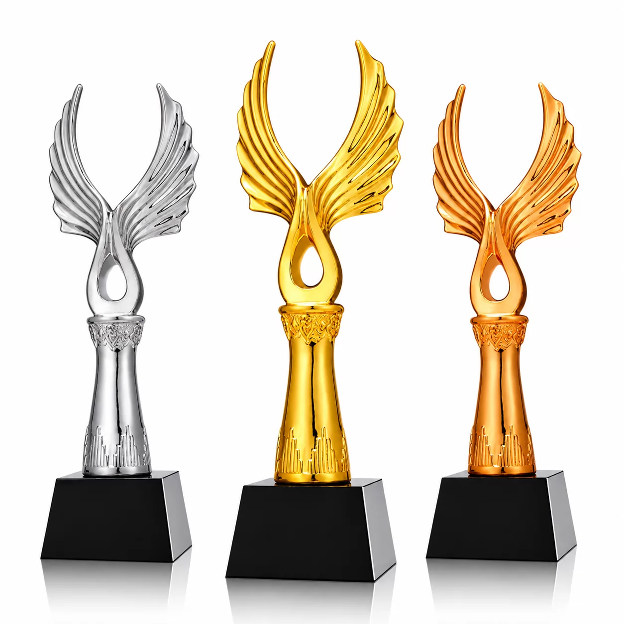 Gold Silver Bronze Winged Resin Trophy for Excellence & Achievement Awards