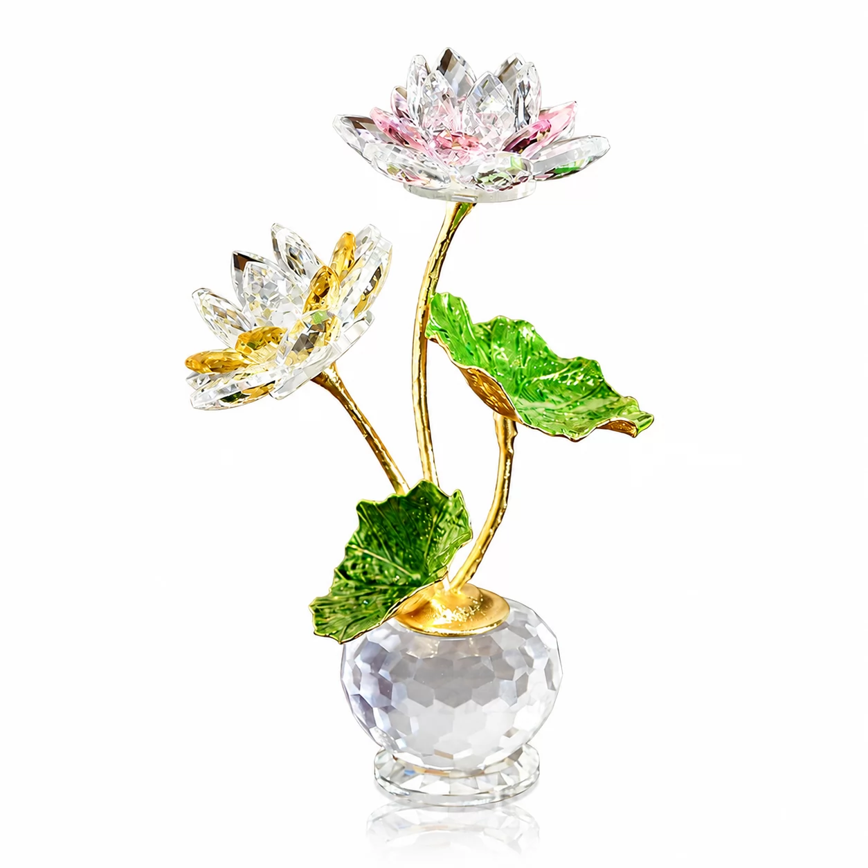 Red Crystal Lotus Flower Figurine – Elegant Floral Ornament for Home Decor view 5
