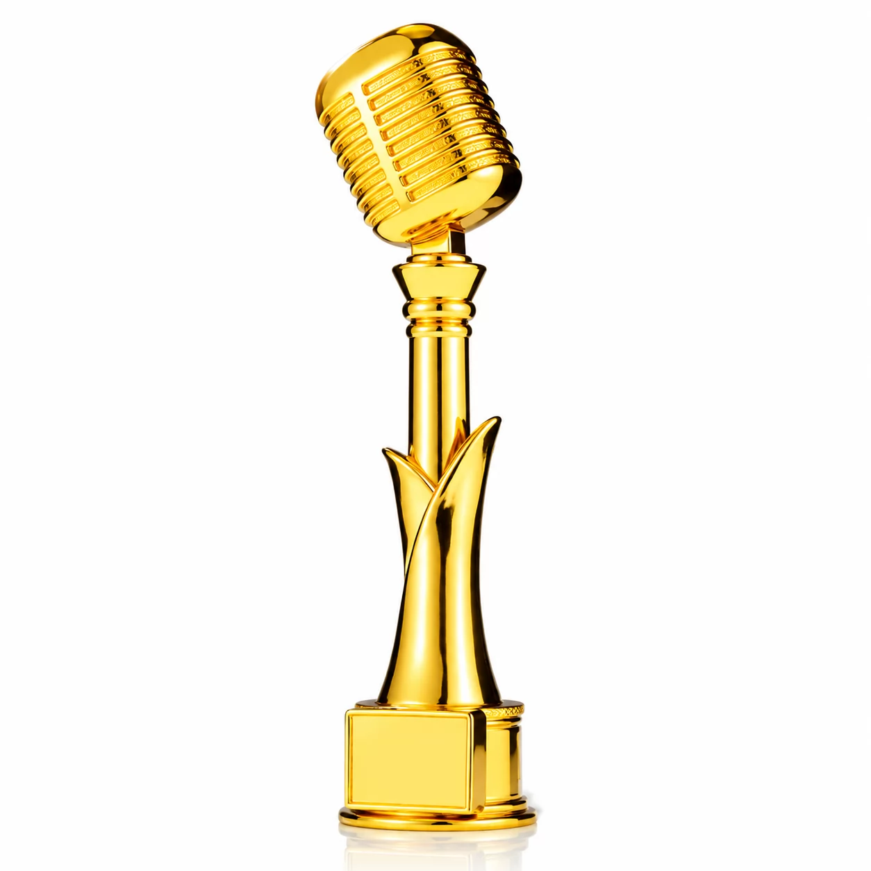 Golden Resin Music Trophy with Classic Microphone Design for Singers & Performers