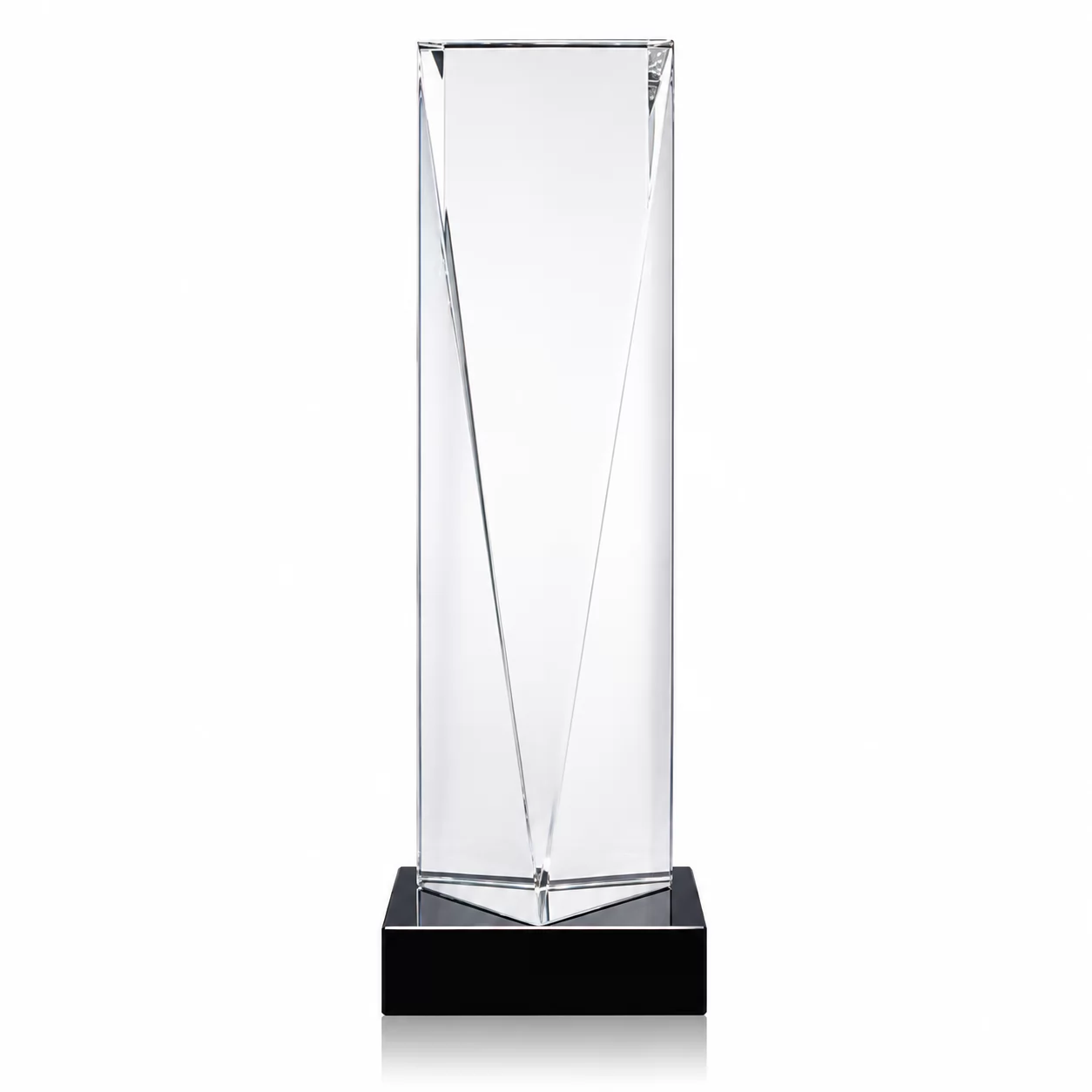 Crystal Monolith Award – Sleek Executive Trophy with Black Base