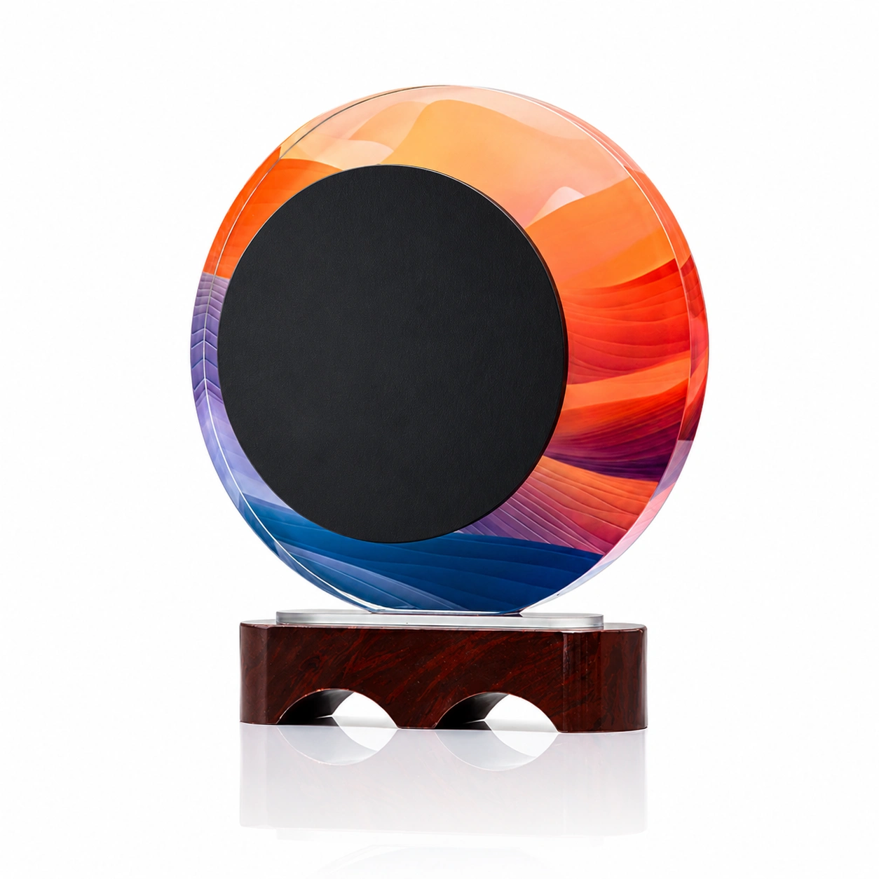 Colorful Circular Crystal Award with Black Center – Custom Recognition Trophy