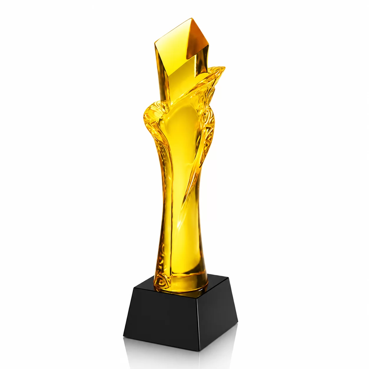 Blue Purple Liuli Glass Flame Trophy with Black Base for Excellence & Achievement Awards view 2
