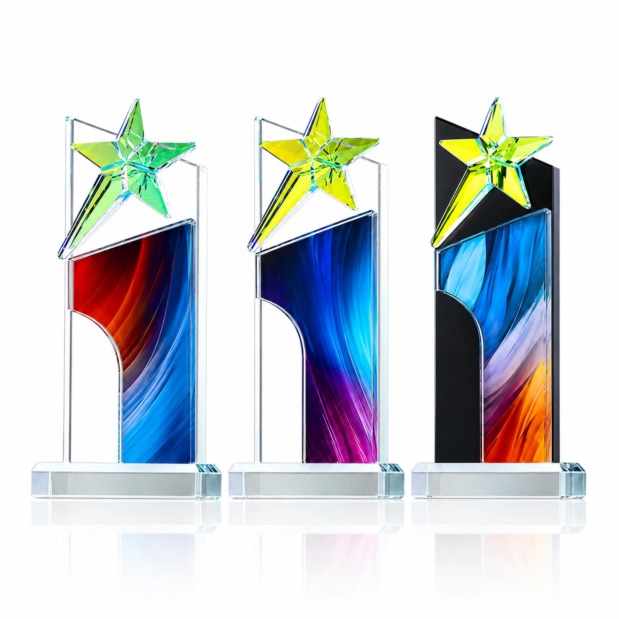 Crystal Star Column Award – Custom Colorful Corporate Recognition Trophy