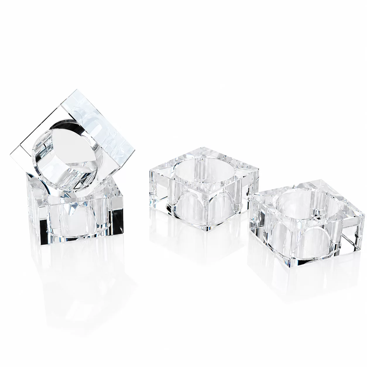 Square Crystal Napkin Holder with Round Insert Design for Wedding Table Settings view 2
