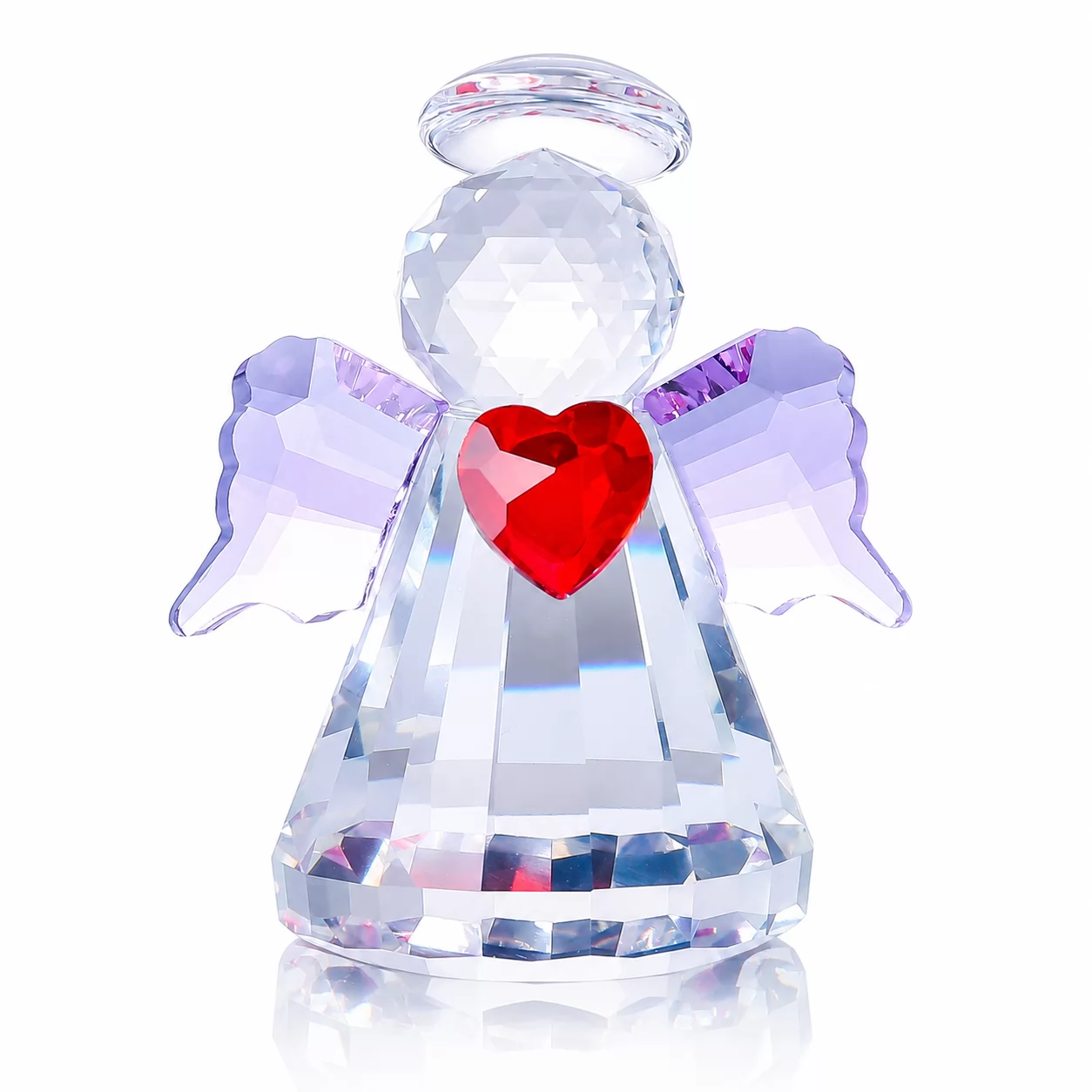 Crystal Angel Figurine with Red Heart – Romantic Gift Decor for Love & Special Occasions