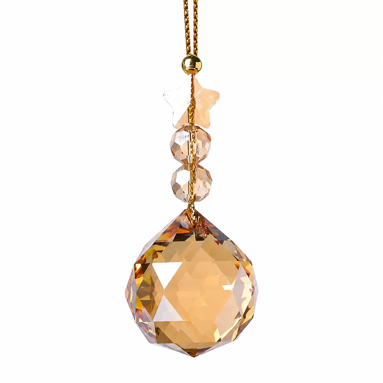 Golden Crystal Suncatcher – A Warm Hanging Ornament with Gemstone Brilliance