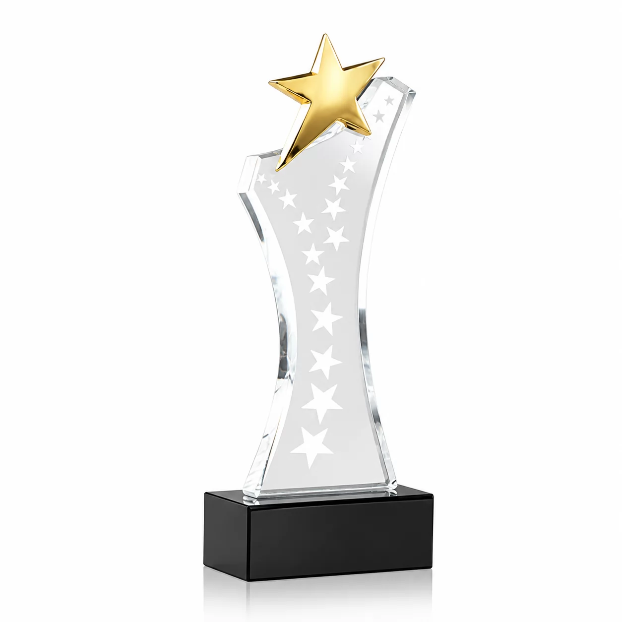 Golden Star Prestige Trophy with Crystal Wave Design for Annual Honors