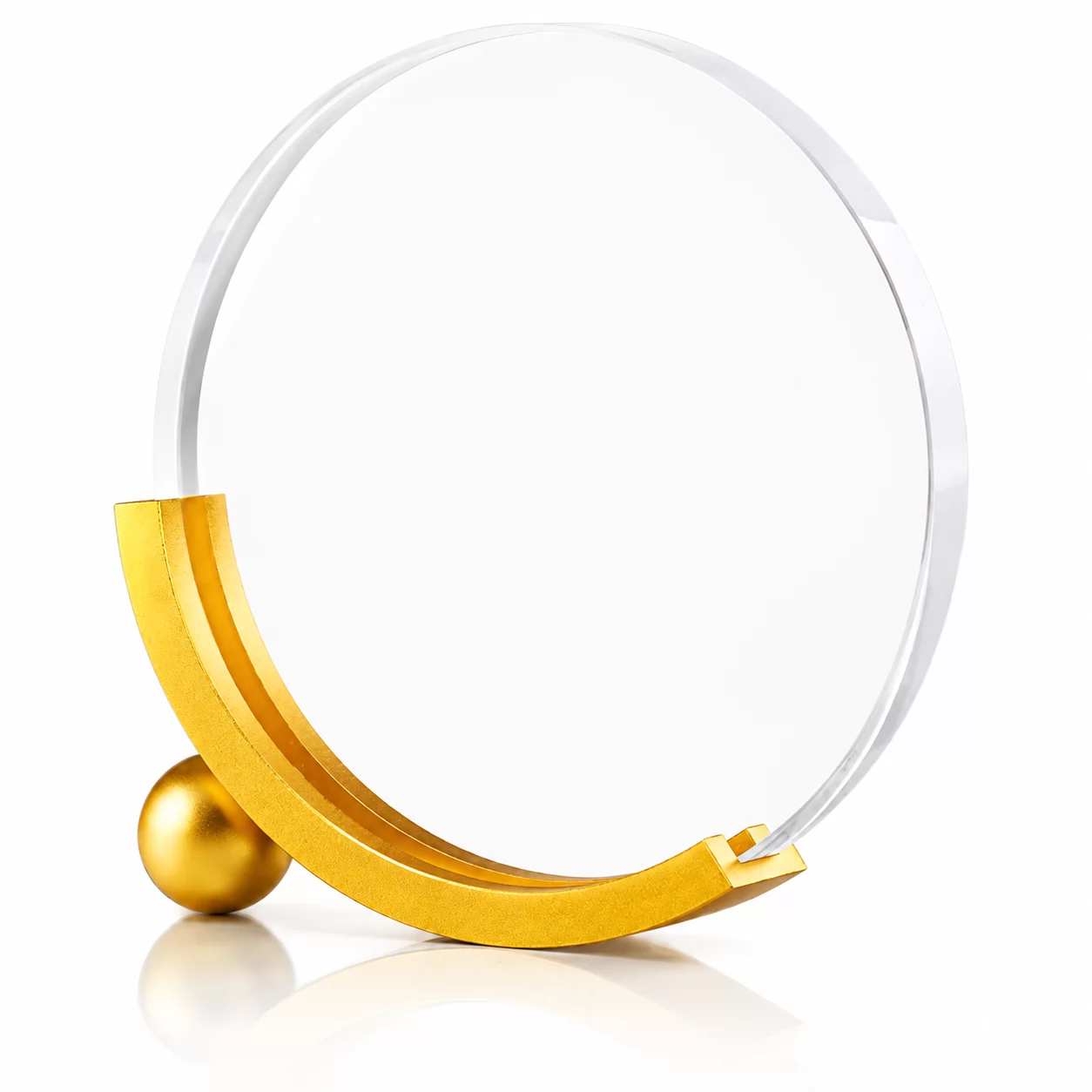 Gold Metal Circle Award with Clear Round Plaque for Corporate Recognition