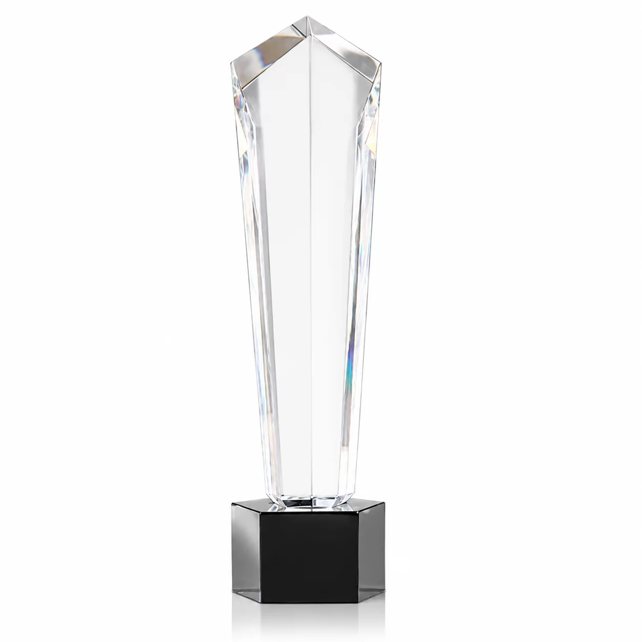Faceted Crystal Spire Award with Black Base for Corporate Honors