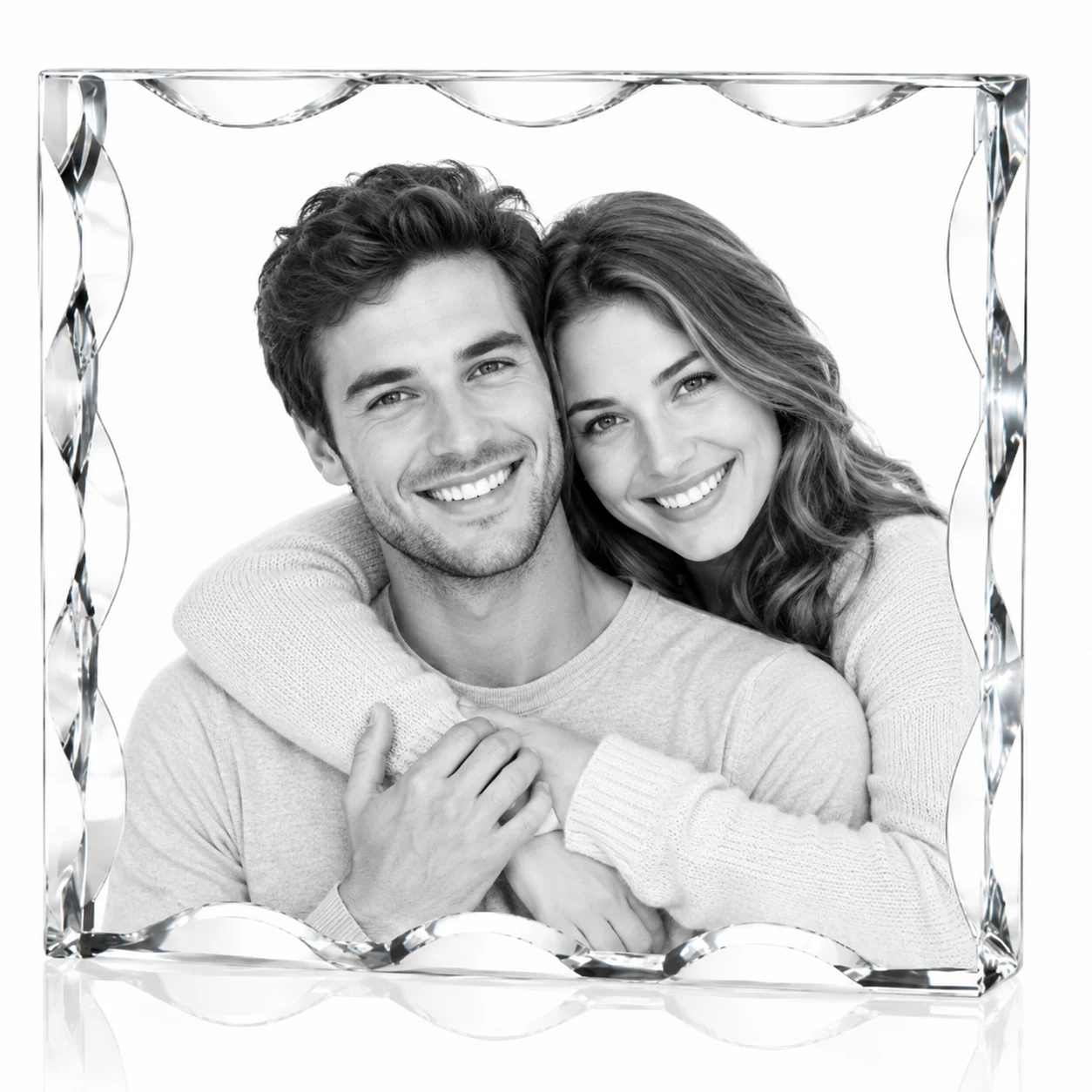 Decorative Wave-Cut Crystal Blank for Personalized Portrait & Logo Engraving view 2