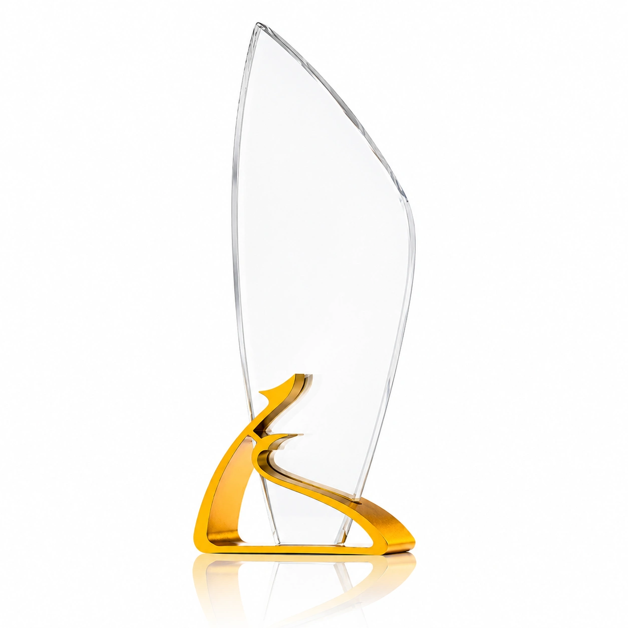 Colorful Flame Crystal Award with Gold Swirl – Custom Excellence & Recognition Trophy view 2