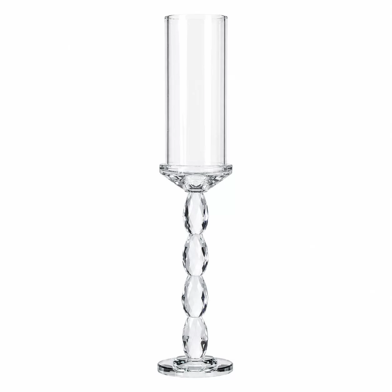 Luxury Crystal Hurricane Candle Holder with Faceted Gem Stem – Wedding Table Decor view 2